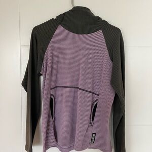 Melanzana Gray and Purple Women's microgrid fleece hoodie